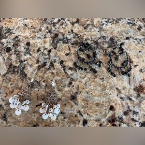 Elegant Black and White Dangle Earrings